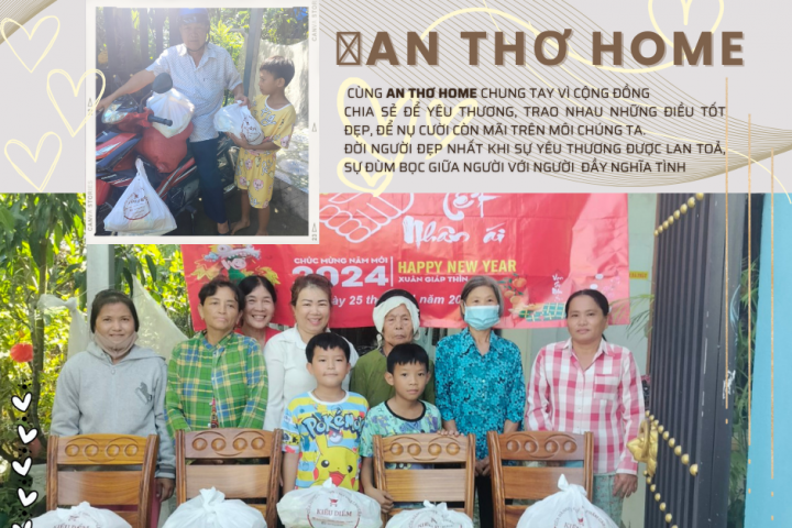  Tết yêu thương - Tết An lạc 2024 , An Thơ Home trao tặng 800 kg gạo và 100 phần quà cho hội chữ thập đỏ, người già neo đơn và trẻ em mồ coi , xã Tân An Huyện Cần Đước Long An